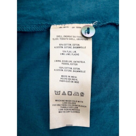 Anthropologie Floreat Boho Embroidered Sleeveless Swing Mini Dress Blue Green 6 - Picture 8 of 8